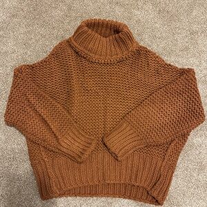 Free People Rust Cowl Neck Sweater